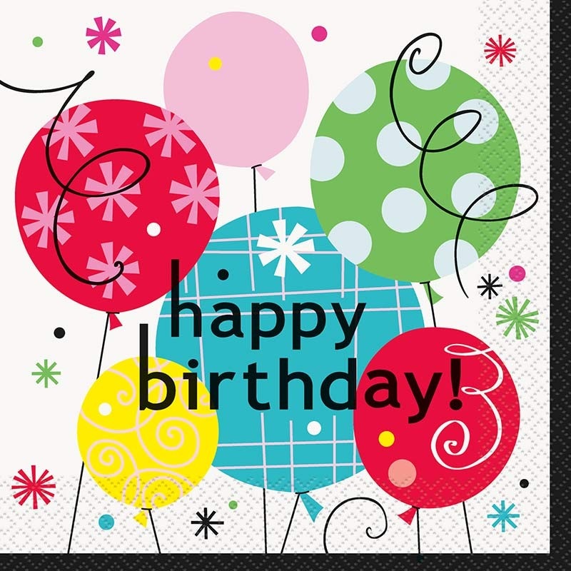16 Breezy Birthday Party napkins 33cm