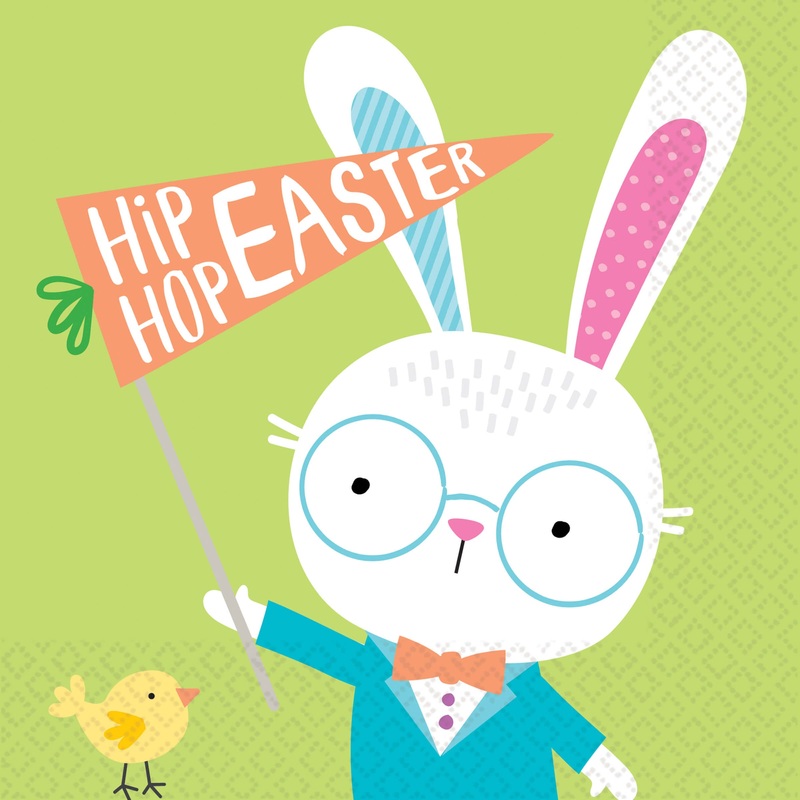 16 bunny Happy napkins 33cm