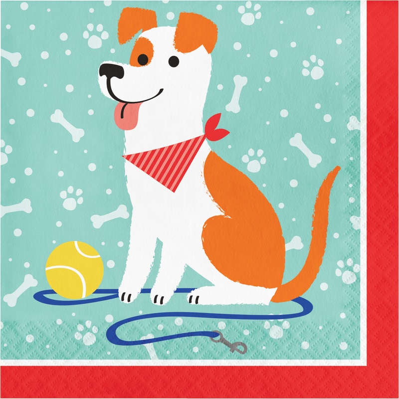 16 dog party napkins 33cm