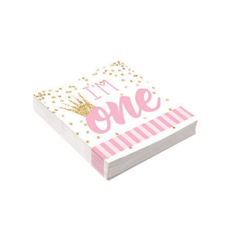 16 First Birthday Princess napkins 25cm