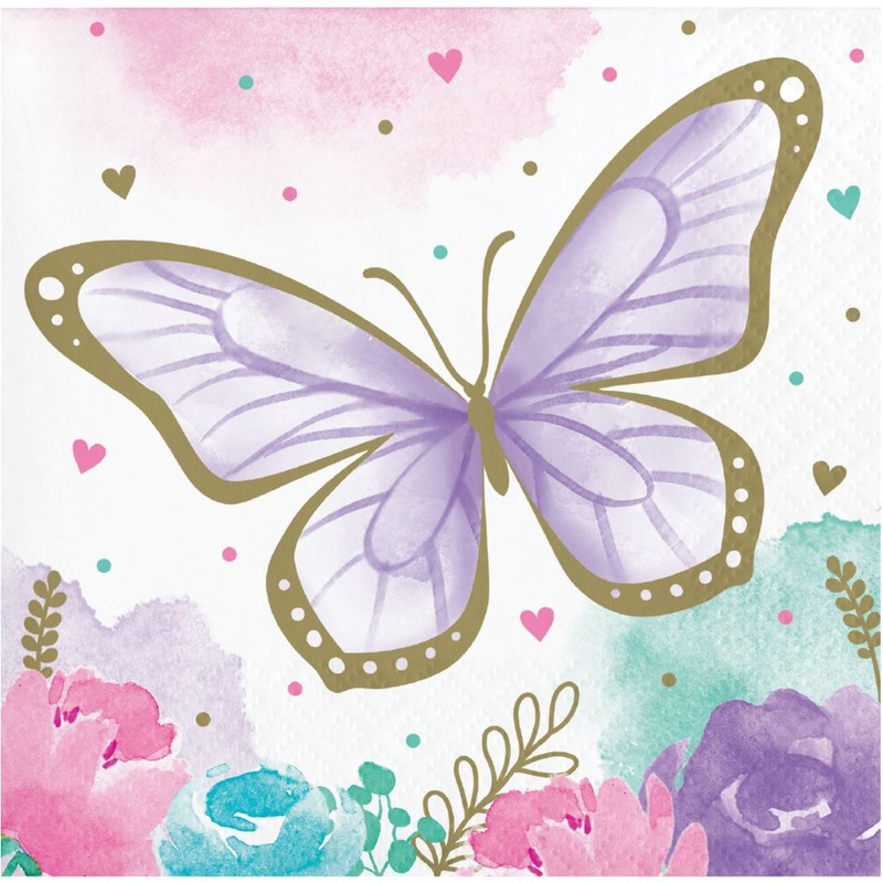 16 Fly Butterfly napkins 25cm