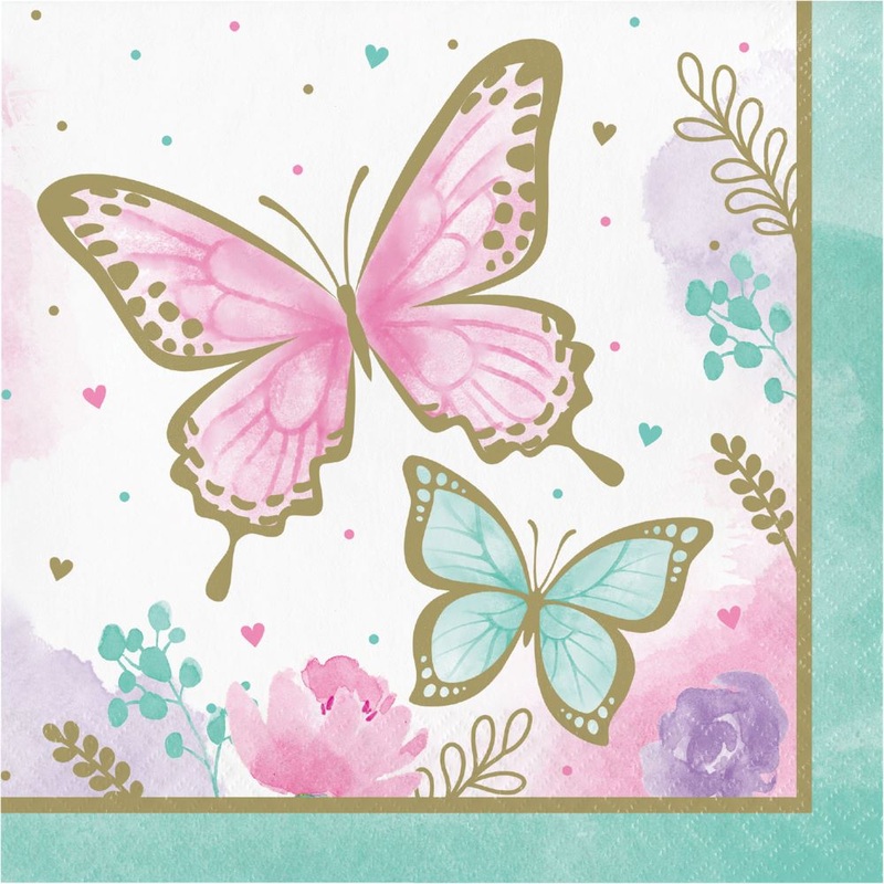 16 Fly Butterfly napkins 33cm