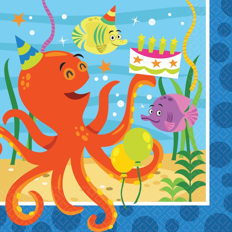 16 funny sea party birthday napkin 33cm