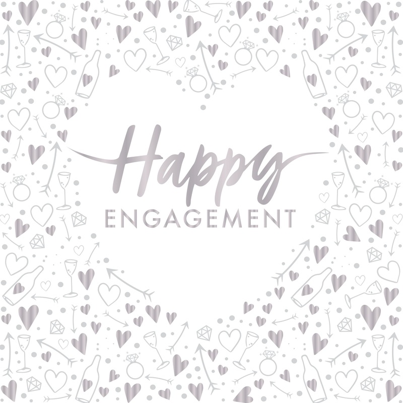 16 Happy Engagement napkins 33cm