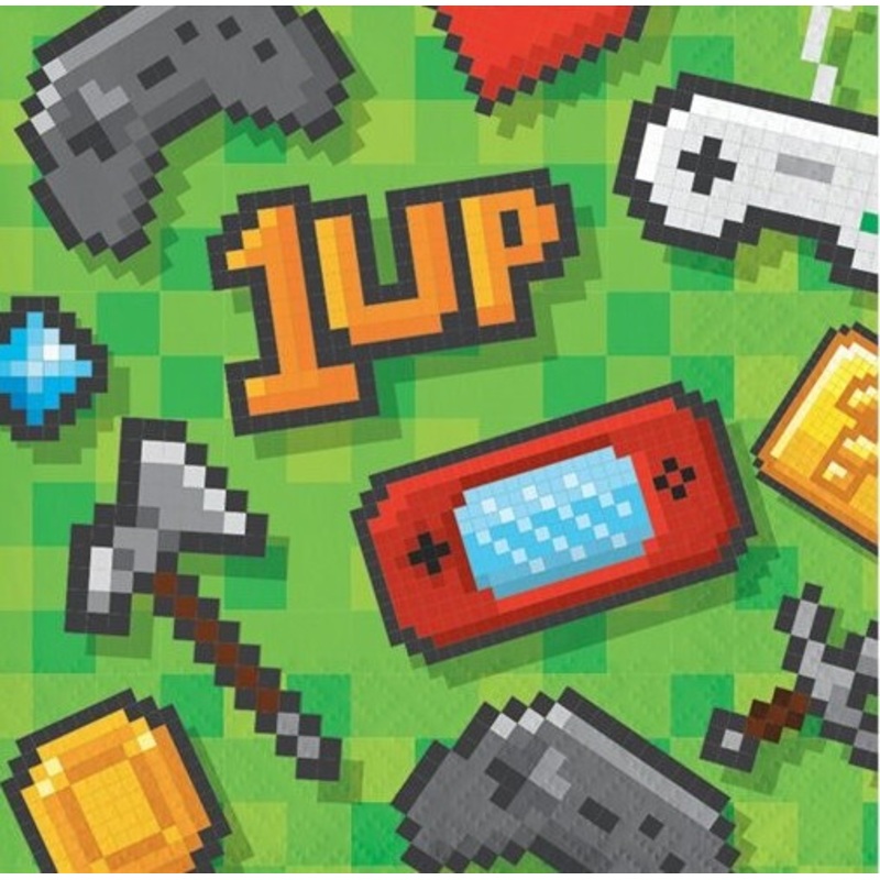 16 Level Up Birthday napkins 25cm