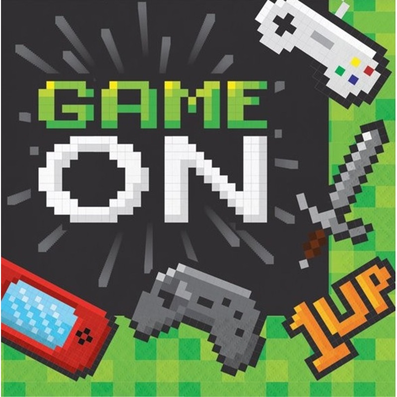 16 Level Up Birthday napkins 33cm
