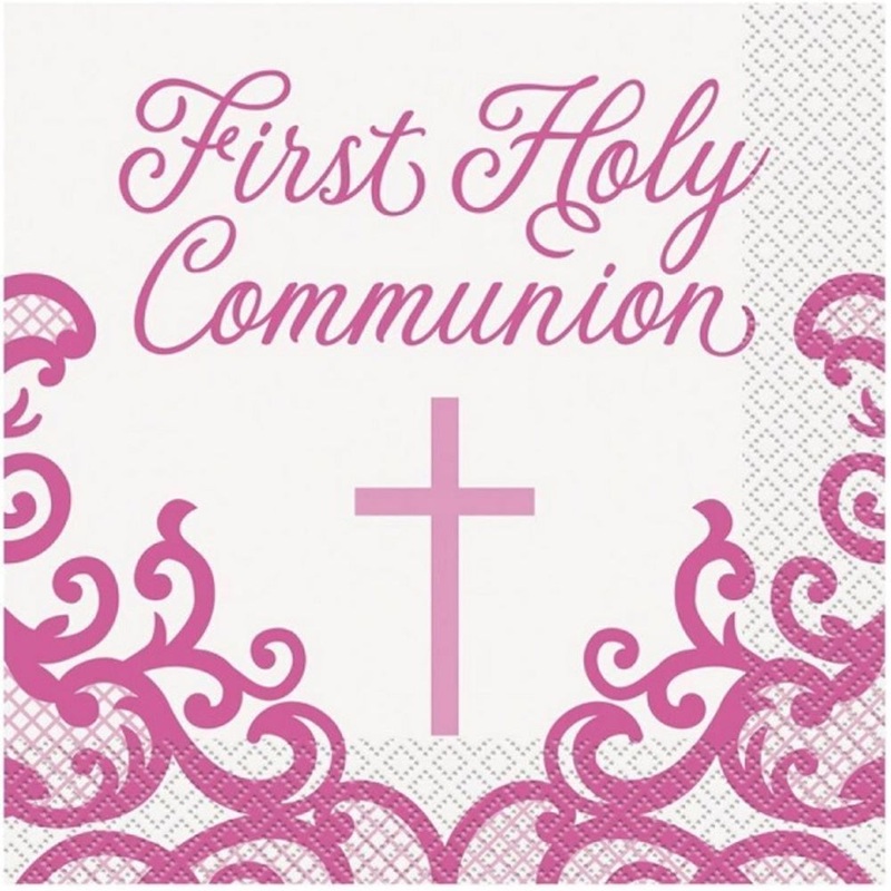 16 napkins Festive Pink Communion 33cm
