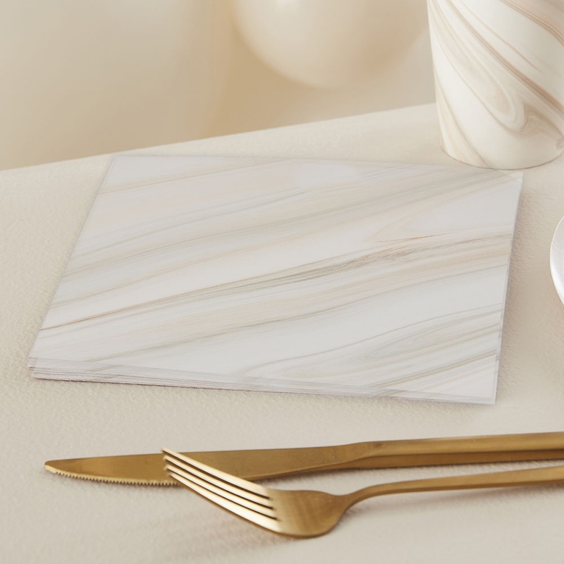 16 natural marble napkins 33cm