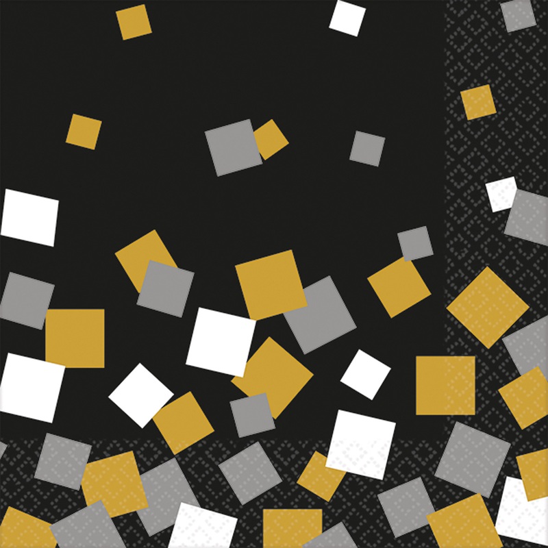 16 New Year's Eve Confetti Napkins 25cm