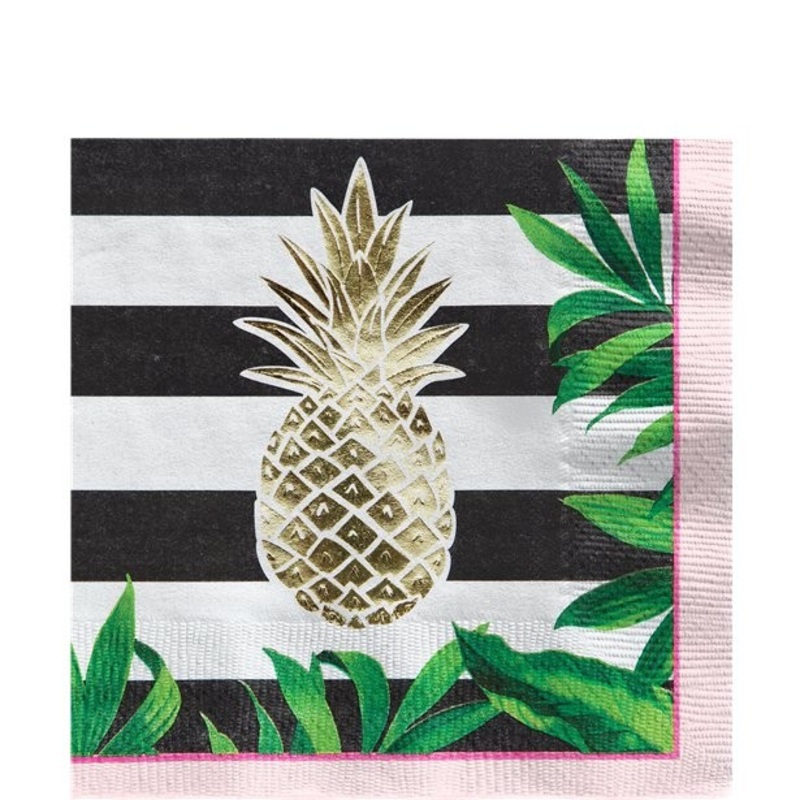 16 paper napkins golden pineapple 33cm