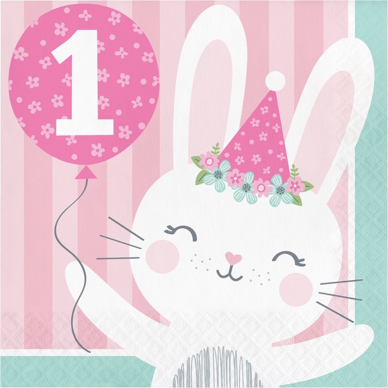 16 party bunny napkins 33cm