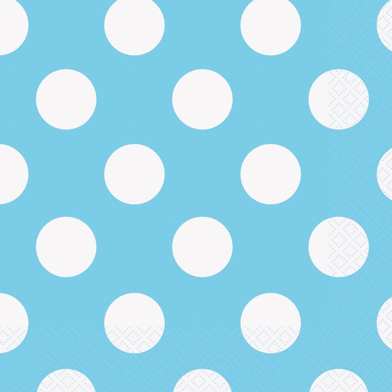 16 party napkins Tiana light blue dotted 33cm
