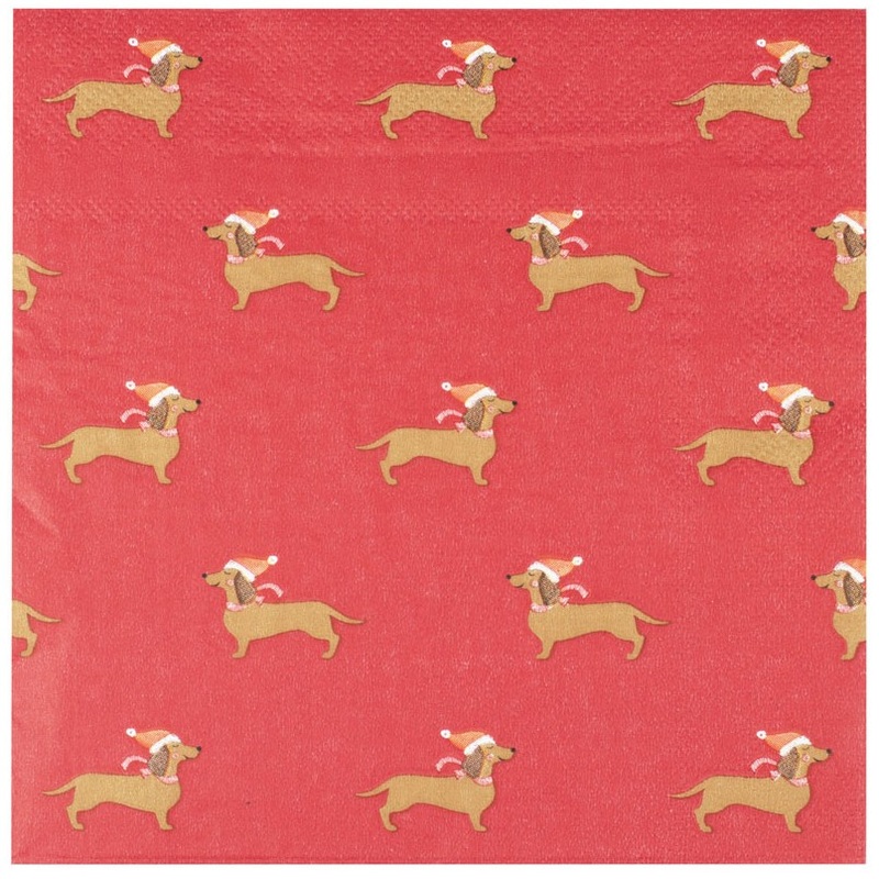 16 Sausage Dog Christmas napkin 16cm