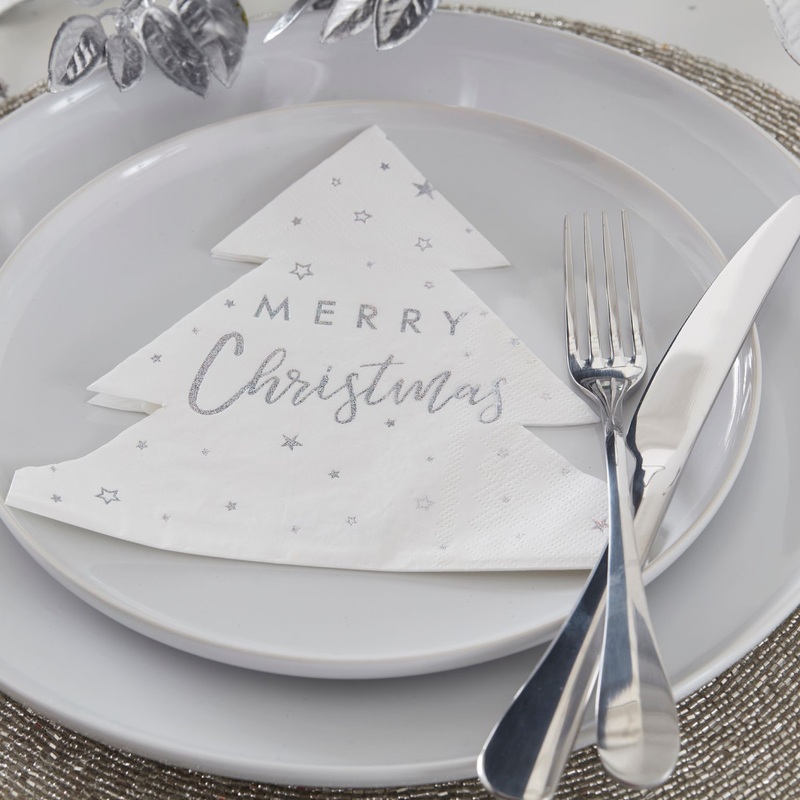 16 sparkling Christmas tree napkins