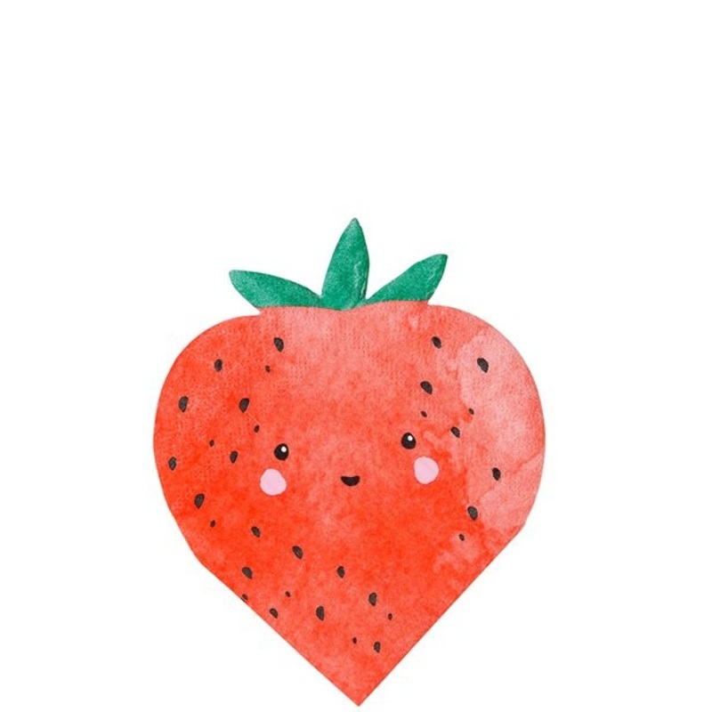 16 strawberry napkins 24x30cm