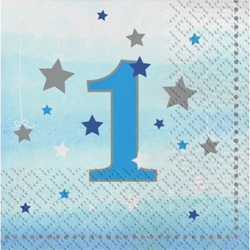 16 Twinkle Blue Star napkins 25cm