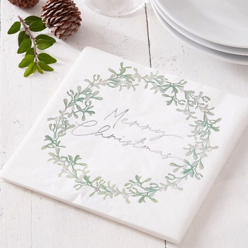 16 winter village Merry Christmas napkins 34cm