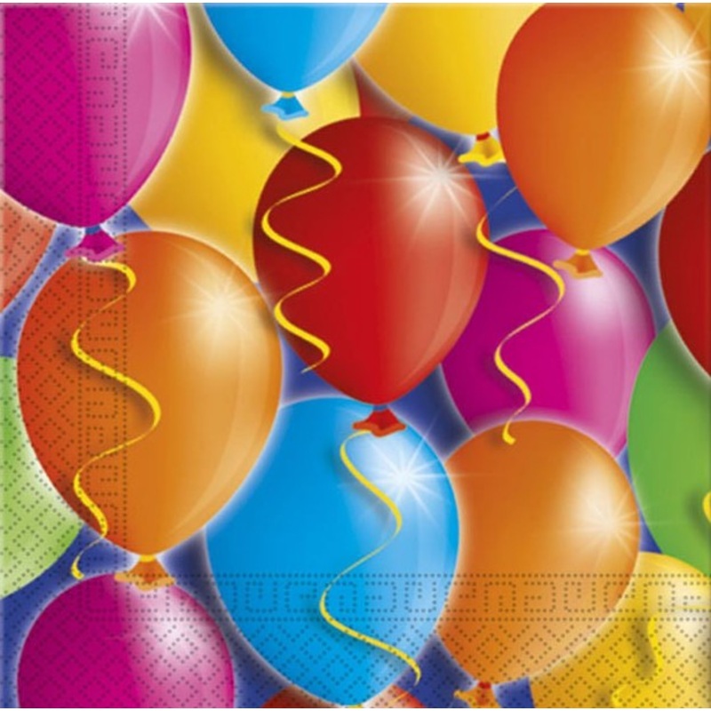 20 crazy balloon party napkins 33cm