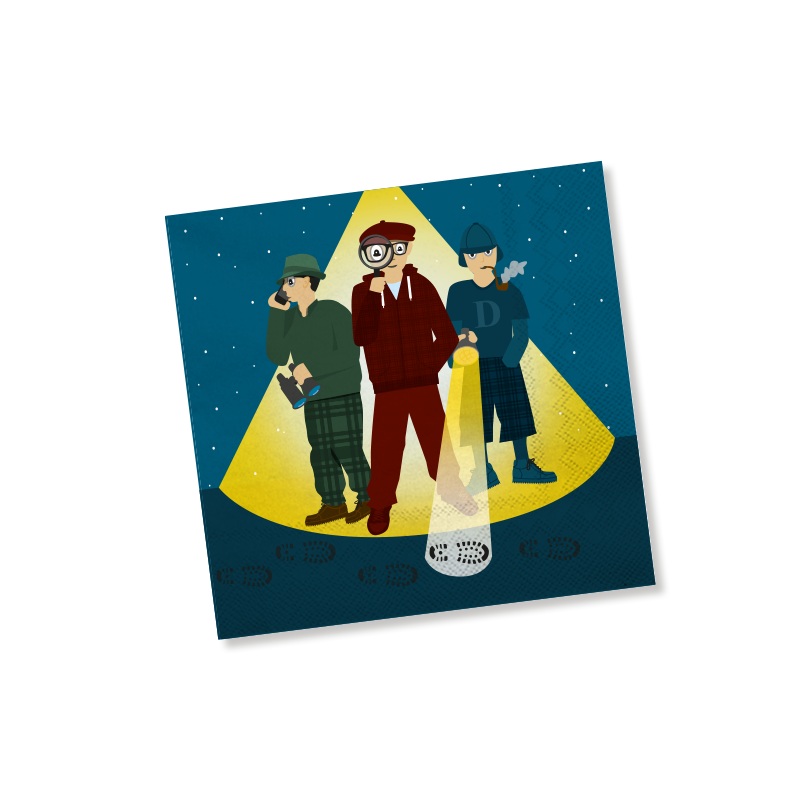 20 detective adventures napkins 33cm