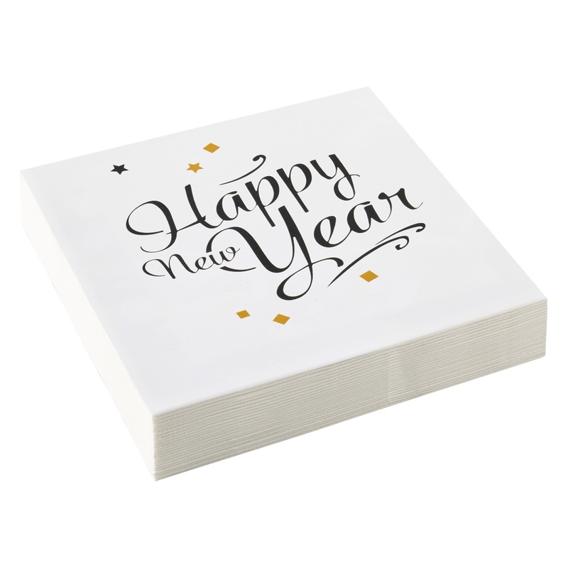 20 Golden New Year Napkins 33cm