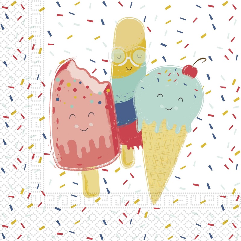 20 Happy Ice Cream napkins 33cm