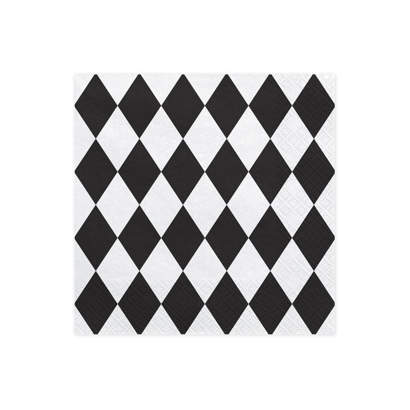 20 harlequin napkins white black 33 x 33cm