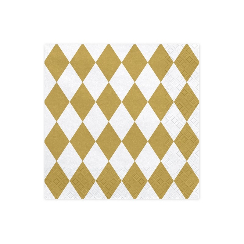 20 harlequin napkins white gold 33 x 33cm