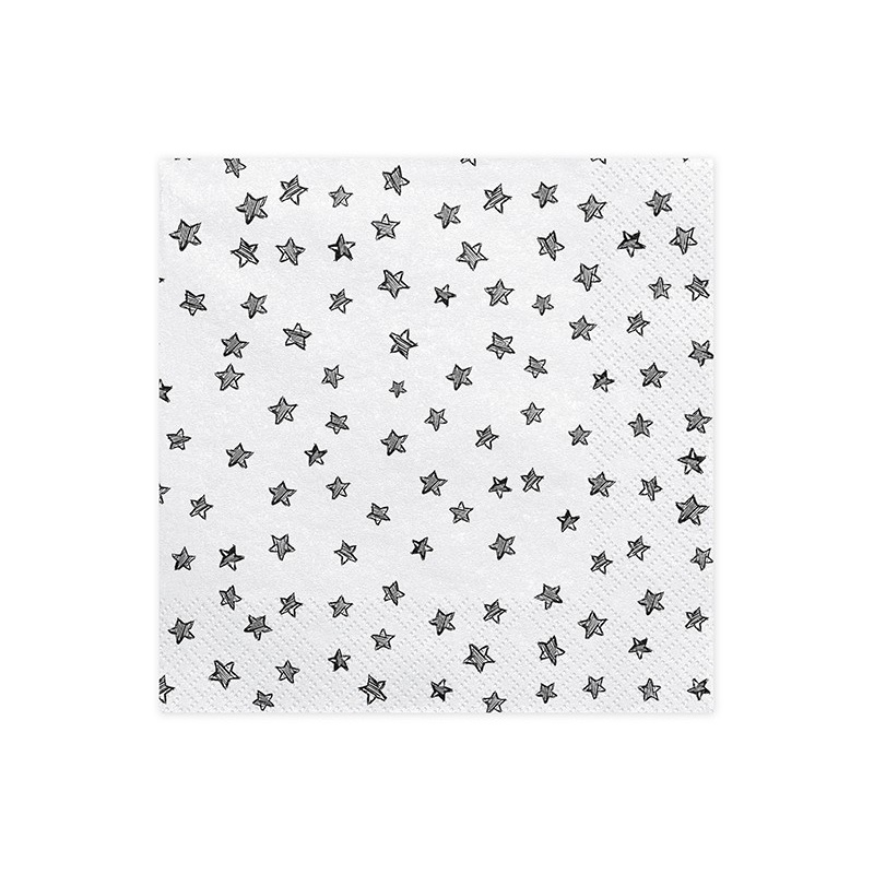 20 napkins black stars 33 x 33 cm