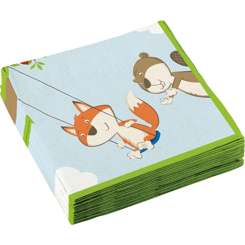 20 napkins fox and beaver friends