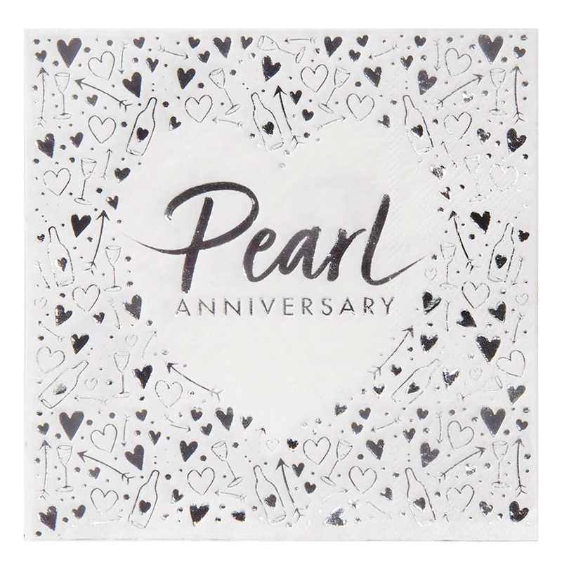 20 Pearl Anniversary napkins 33cm