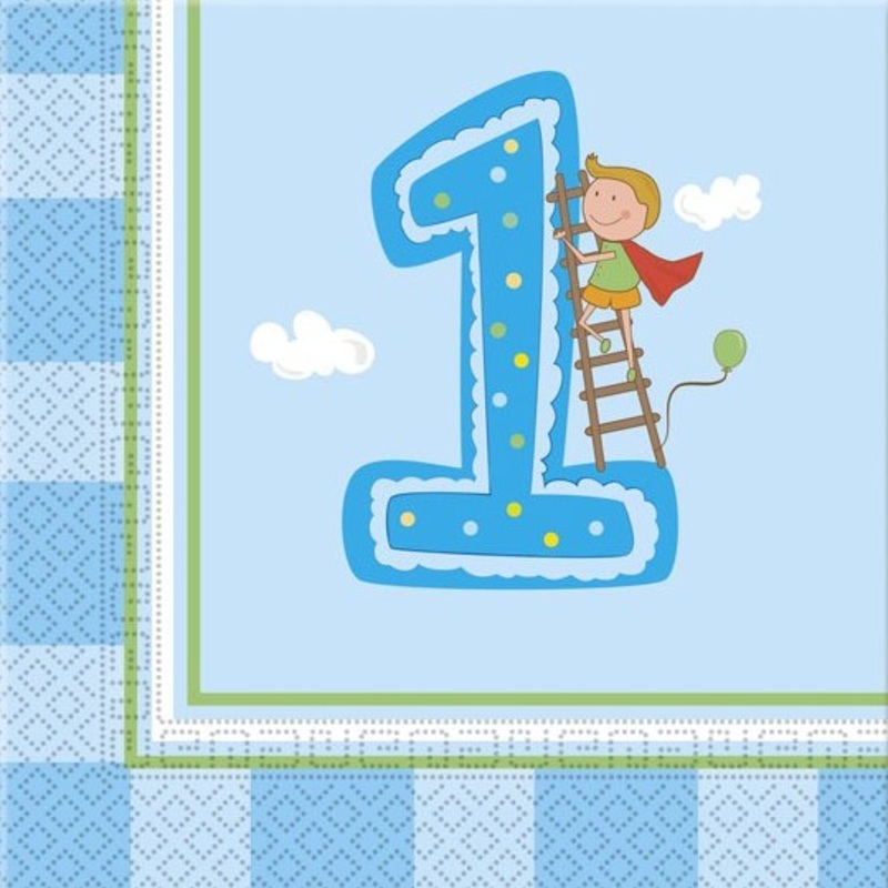 20 Theos 1st Birthday napkins 33cm