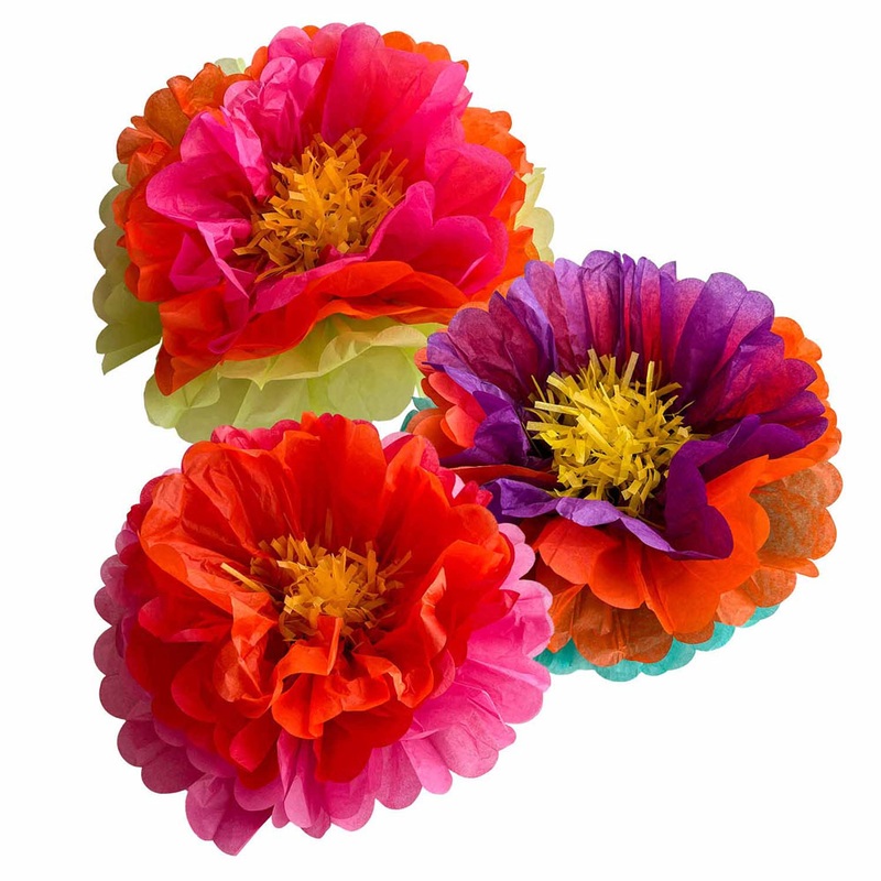 3 colourful decorative flowers