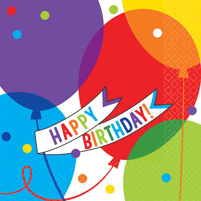 36 balloon surprise napkins 25cm