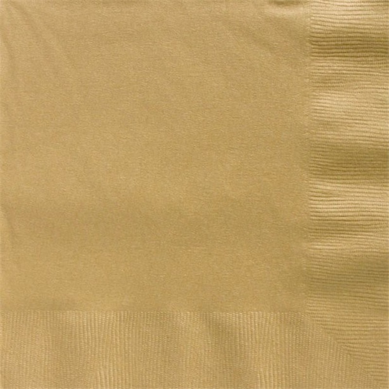 50 gold paper napkins 2-ply 40cm