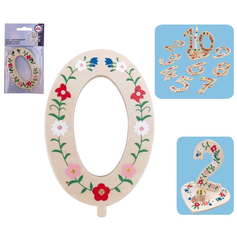 Birthday number 0 flower greeting 10cm