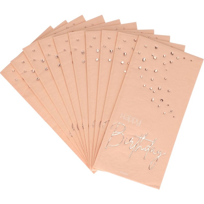 Happy Birthday 10 napkins Elegant blush rose gold