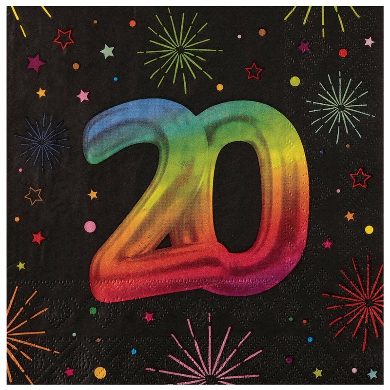 Number 20 Festicolor napkins 33x33cm