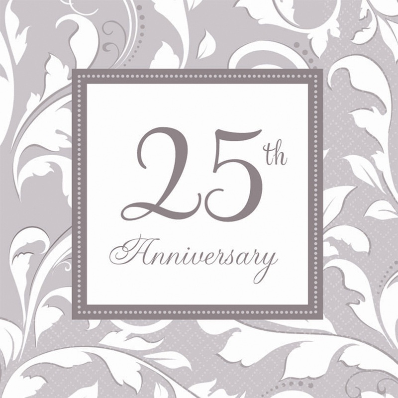 Set of 16 Happy 25 Years napkins