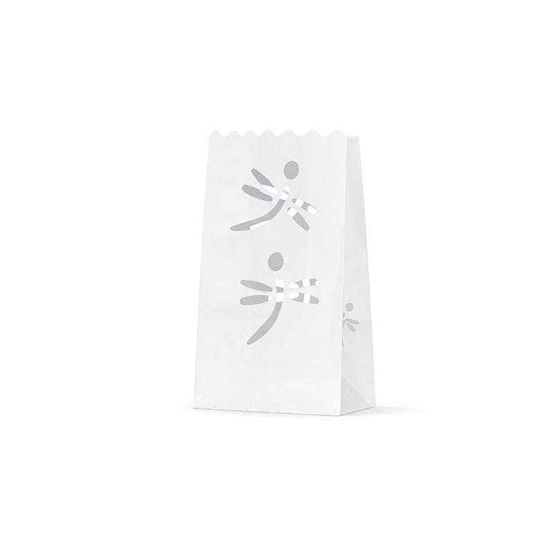 10 white dragonfly flight lantern bags 15x9x26cm
