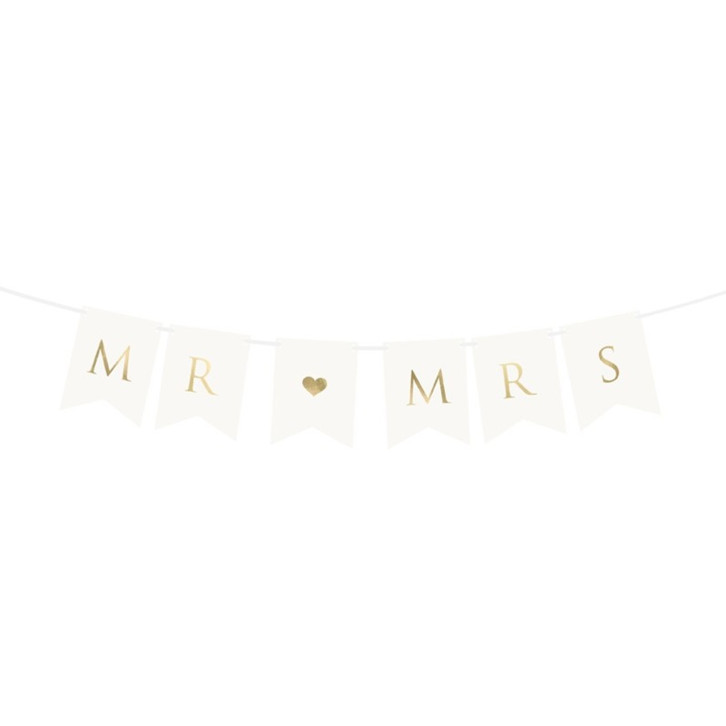 Bridal couple garland white 85 x 15cm
