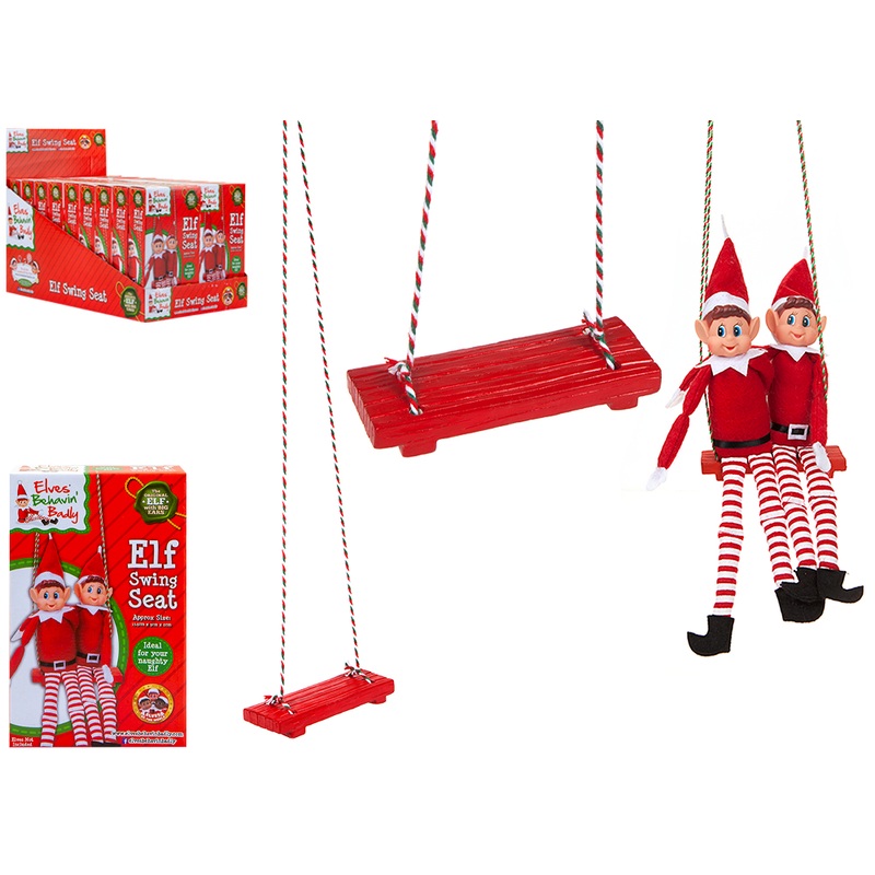 Christmas elf on a swing 13 x 5cm