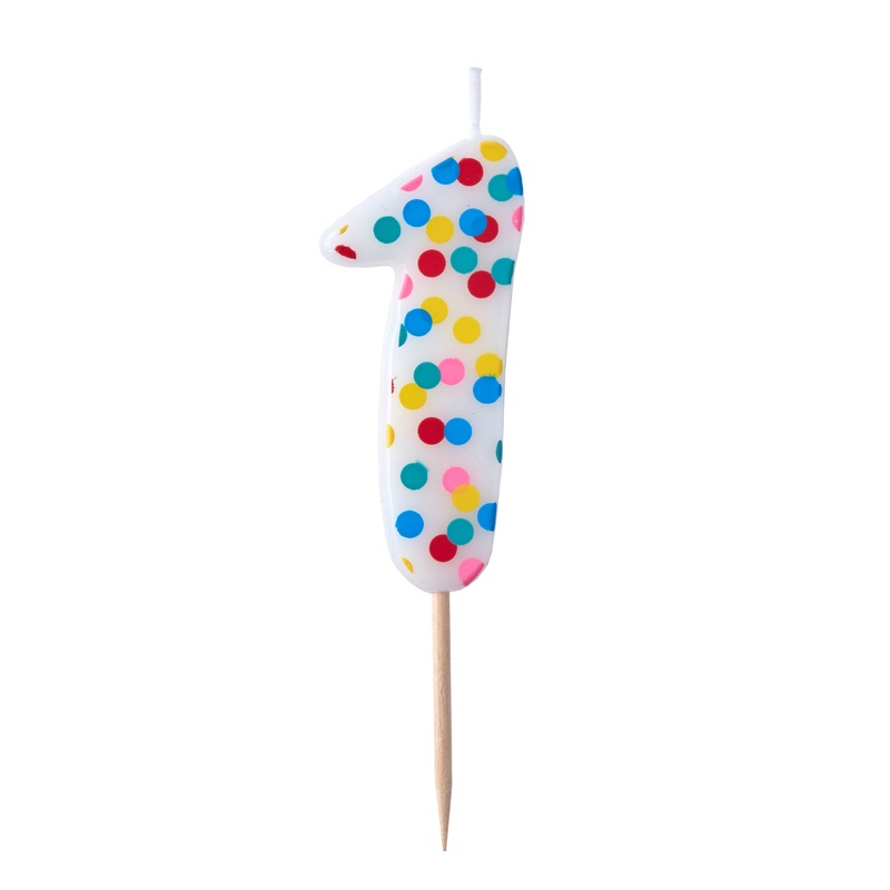 Colorful mix & match number 1 cake candle 9cm