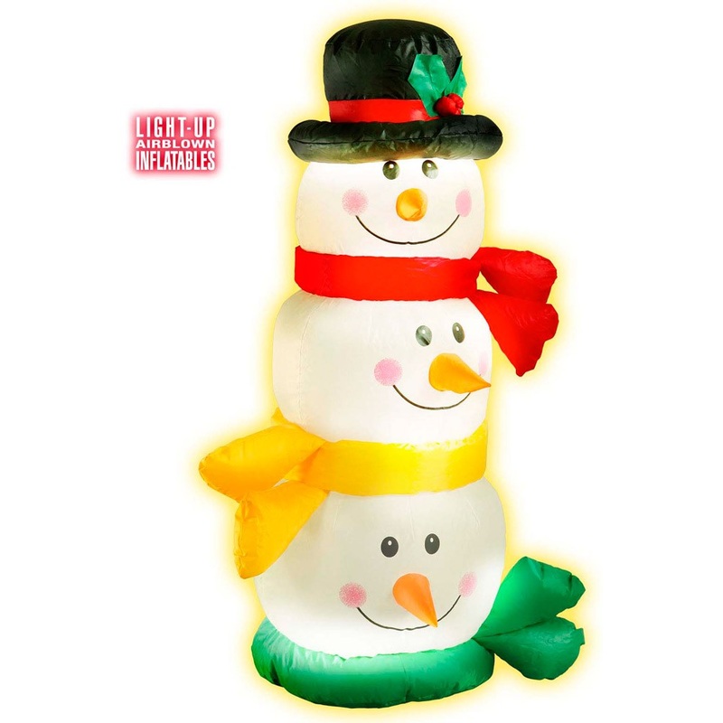 Glowing inflatable snowman heads
