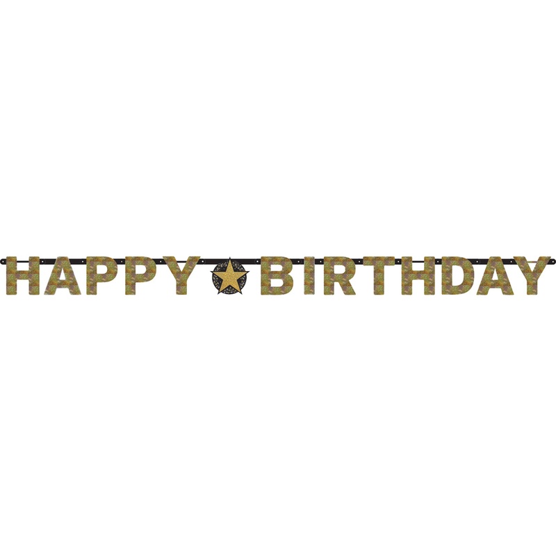Golden Happy Birthday garland 2.13m