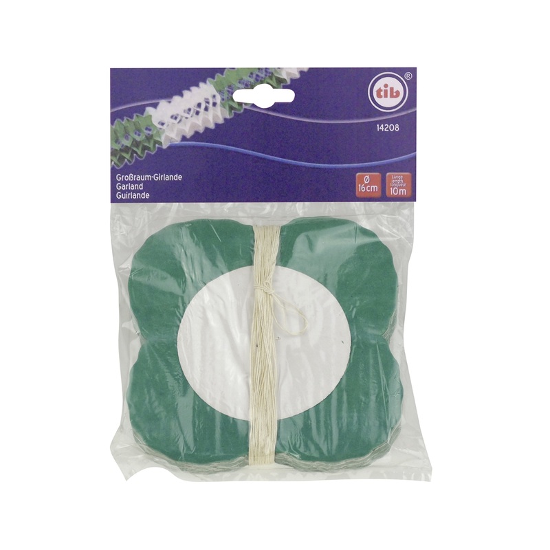 Large paper garland green white 10m