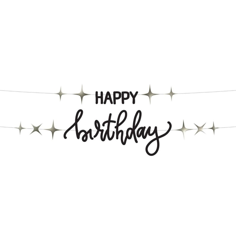 Letter garland HAPPY Birthday Crme Noir 1.5m