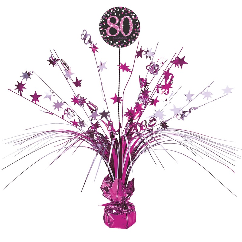 Pink 80th Birthday table fountain 46cm