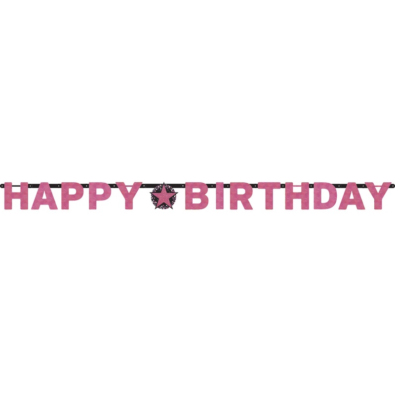 Pink Happy Birthday garland 2.13m