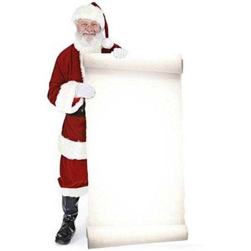 Santa Claus cardboard display with a large wish list 1.8m