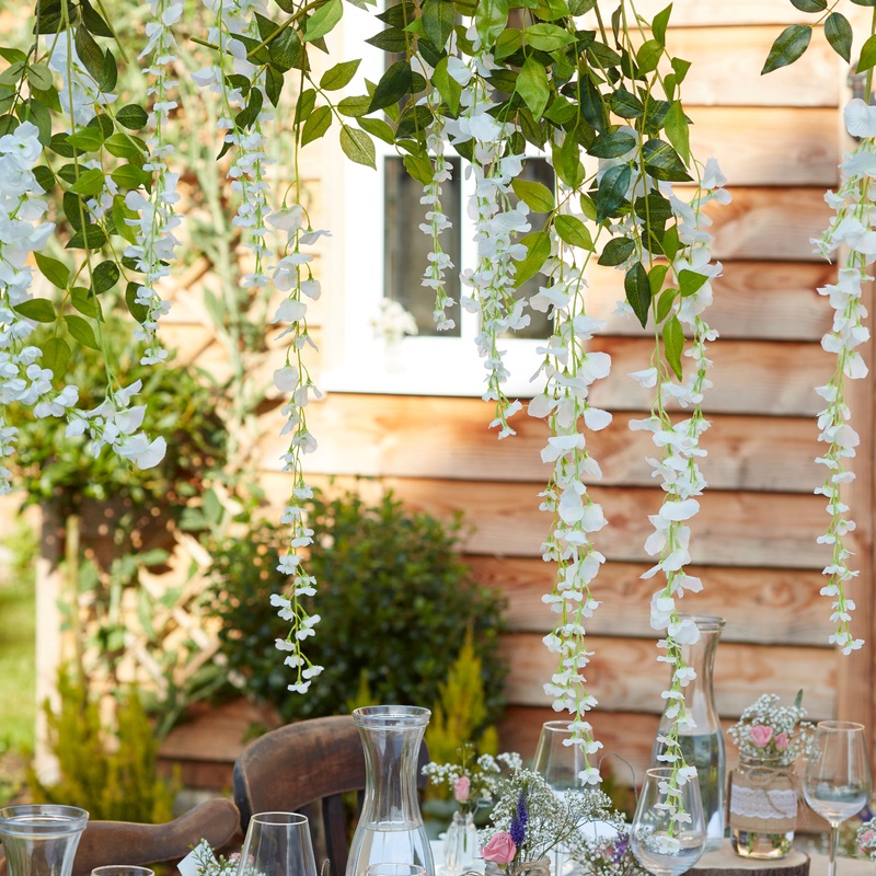 White wisteria branch 1m x 14cm